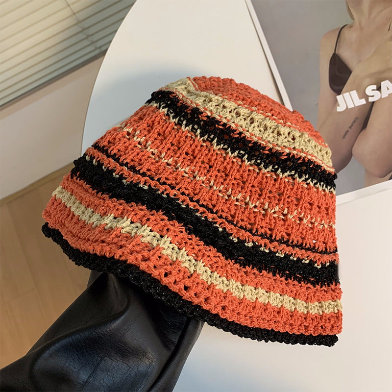 Wholesale Knitted Straw Hollow Bucket Hat