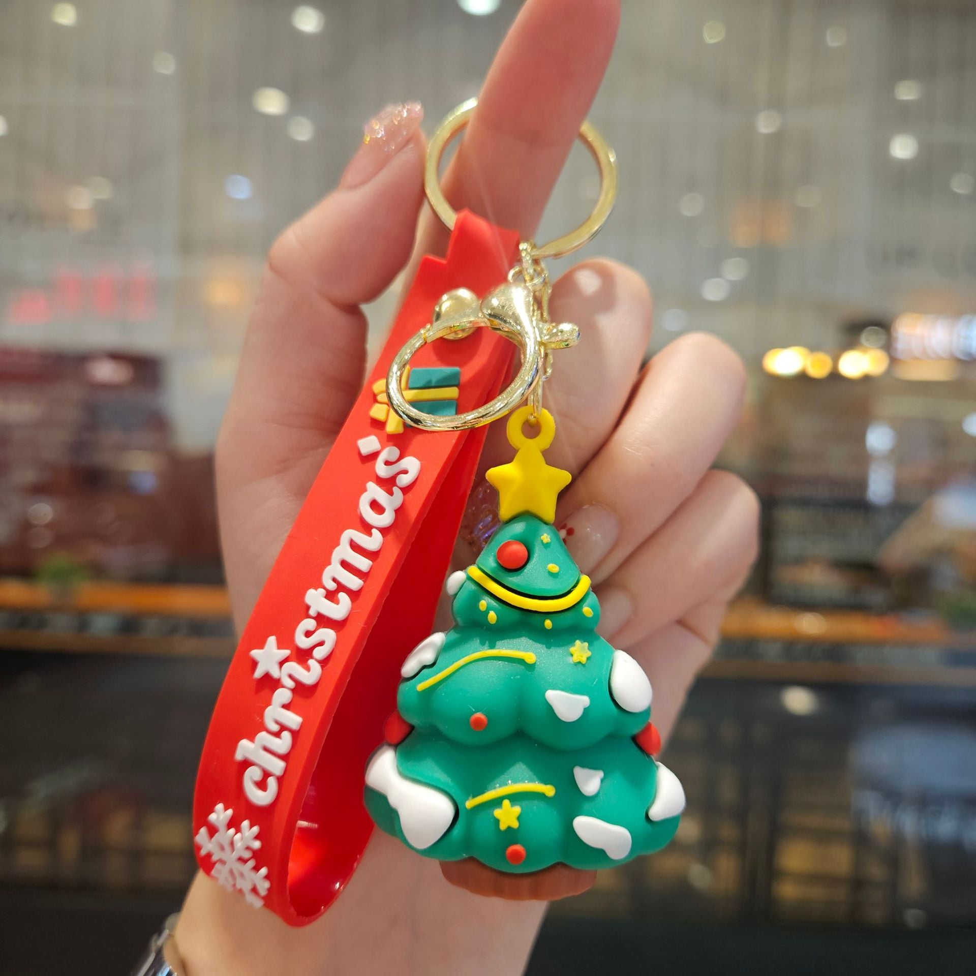 Wholesale Santa Claus crutches reindeer Christmas tree Cute Keychain