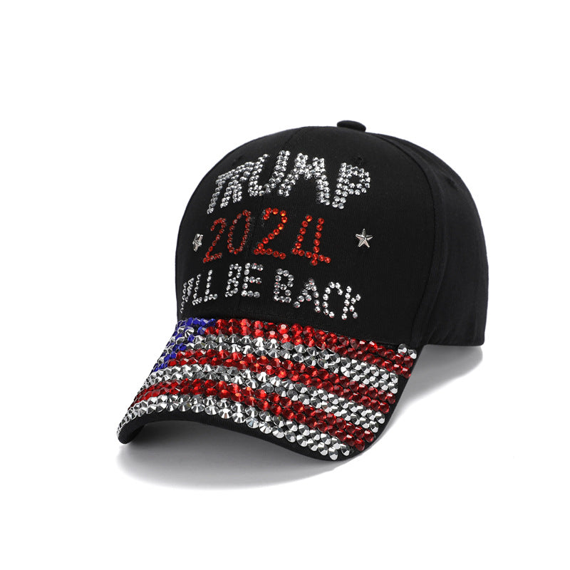 Wholesale New Baseball Cap Flag Denim Diamond-encrusted Election Event Cap Sunshade Sunscreen Cap Tide Cap