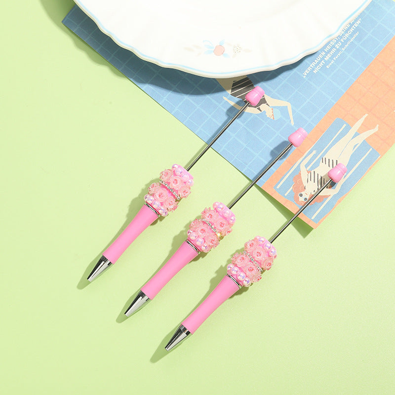 Wholesale 10pcs Beadable Pens Heavy Handmade Flower Chain DIY Replacement Core Ballpoint Pen