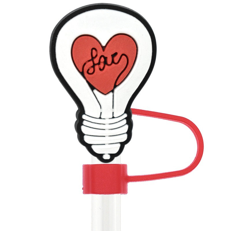 Wholesale Valentine's Day series straw cap dust plug 10mm reusable straw plug dust-proof straw cap