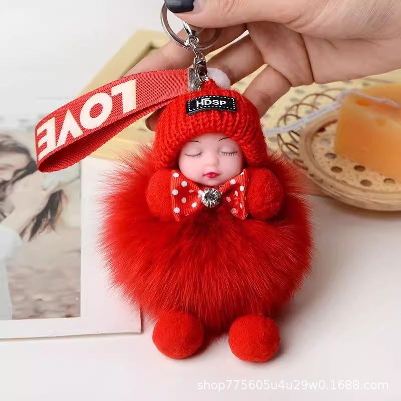 Wholesale Cute Fur Sleeping Doll Keychain