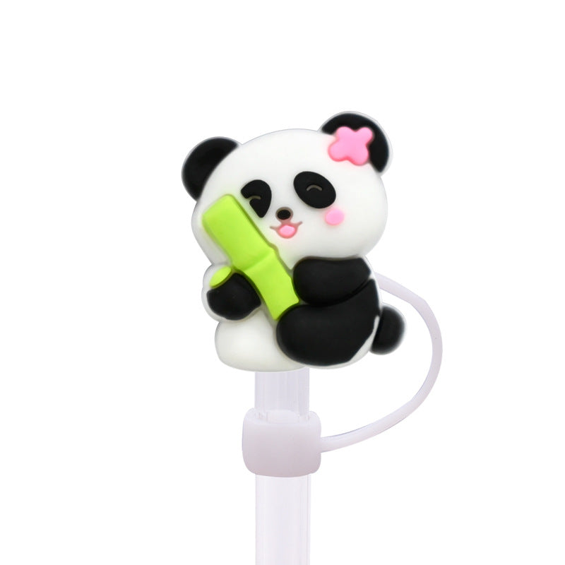 Wholesale Random 100pcs10MM cute panda dust plug DIY cup straw accessories