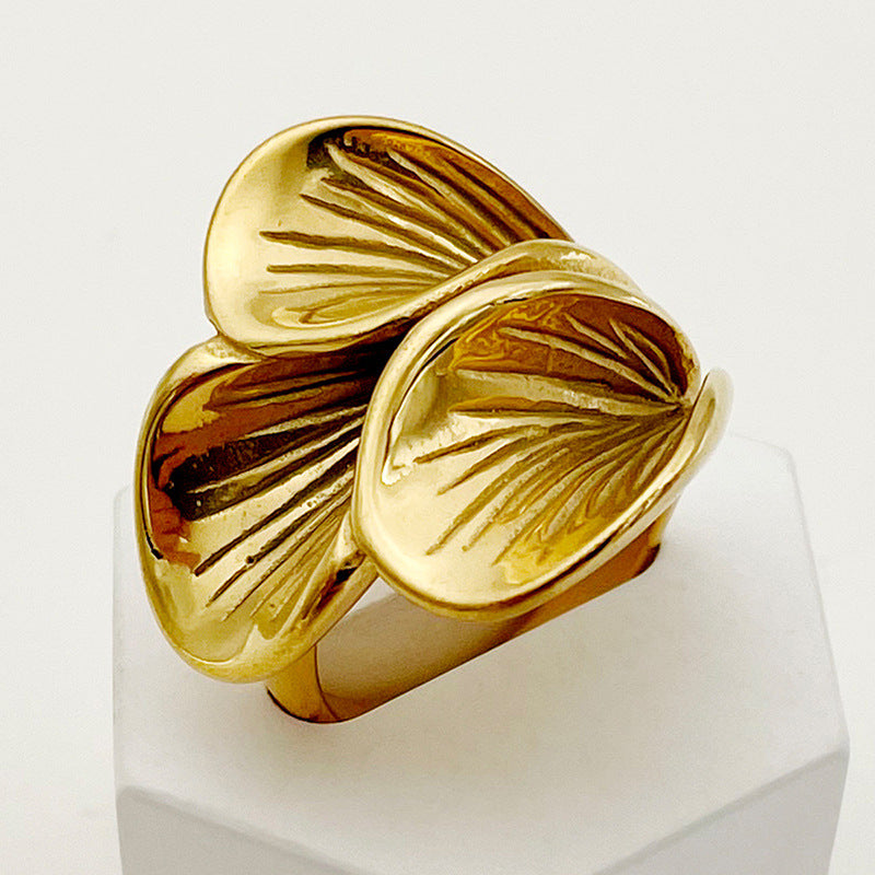 Wholesale Stainless Steel Electroplated Trumpet Flower Rings