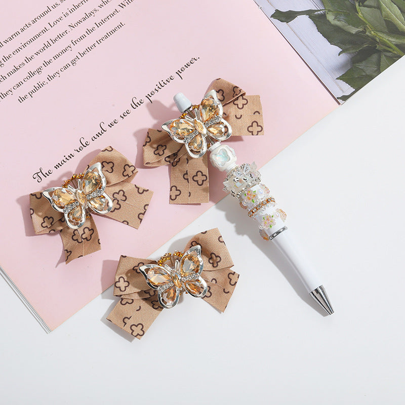 Wholesale 10pcs Acrylic Heavy Beads DIY Diamond Alloy Bow Tie