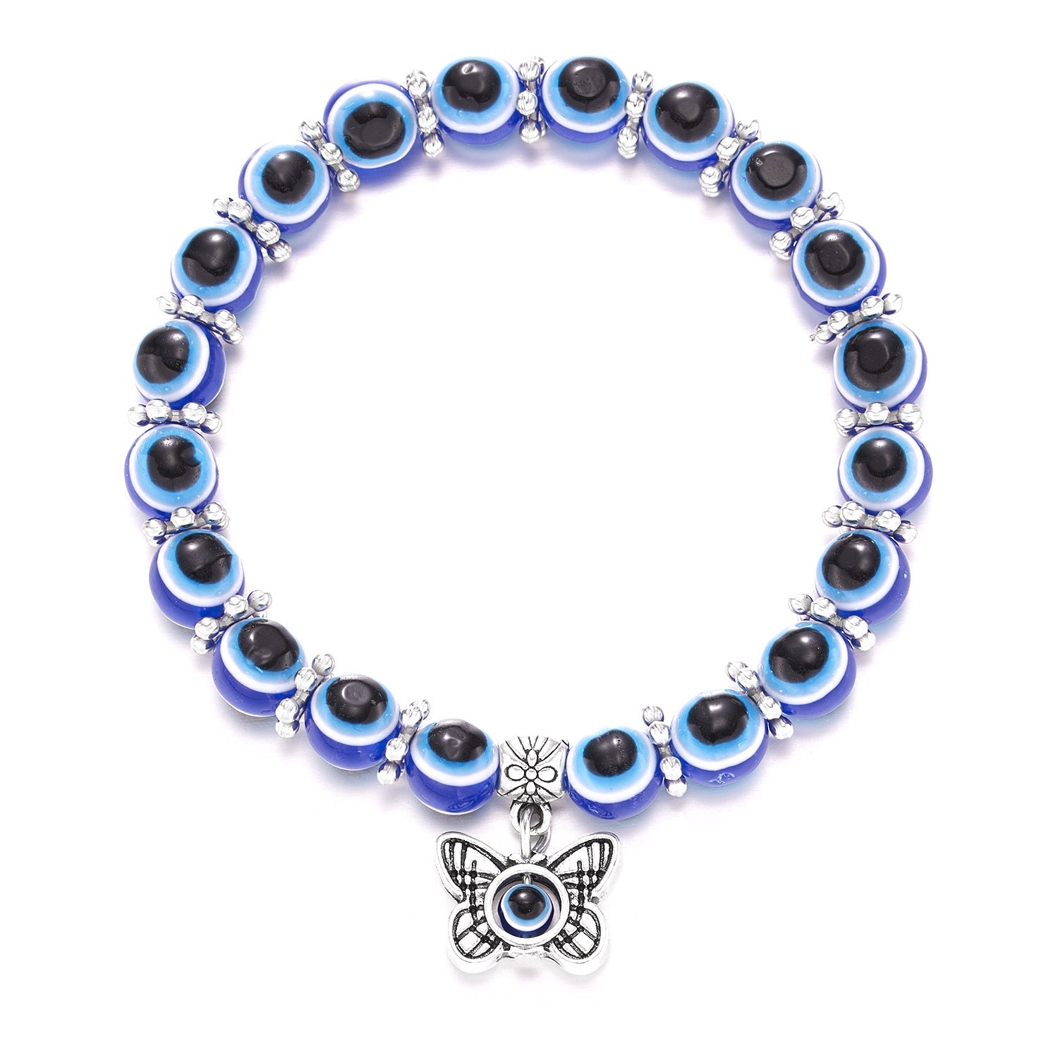 Wholesale Butterfly Hollow Devil Eyes Beaded Elastic Bracelet