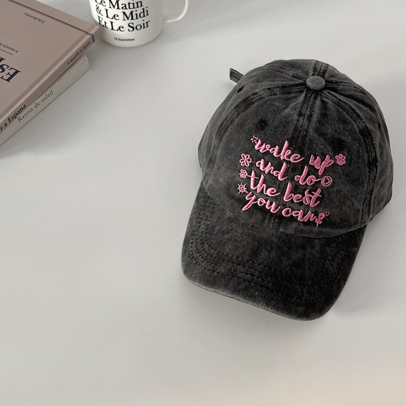 Wholesale Whitewashed Cotton American Retro Letter Vintage Duck Tongue Summer Sunshade Baseball Hat