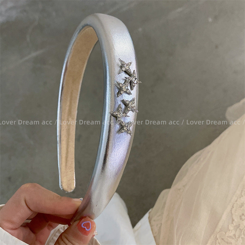 Wholesale Cross Star Universe Silver Sponge Headband