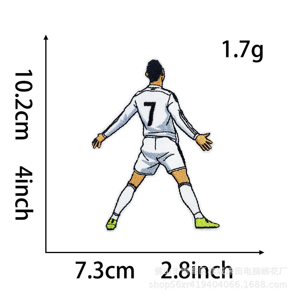 Wholesale Football Star Embroidered Patch Iron On DIY Cloth Badge For Clothing Stylish Fashion Accessory For Resale