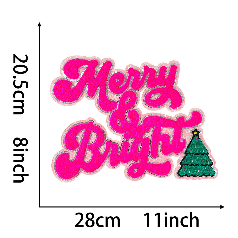 Wholesale Christmas Gingerbread Man Sequin Embroidered Patch Red Green Large Iron On DIY Decorative For Coats