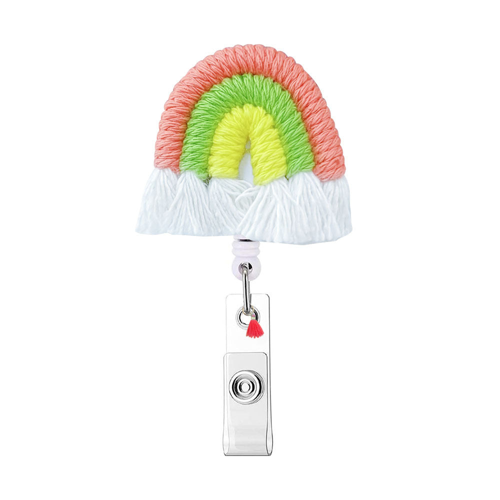 Wholesale Weaving of Rainbow Tassels, Rotating Crocodile Clip Badges, Scroll Extendable Plastic Keychains
