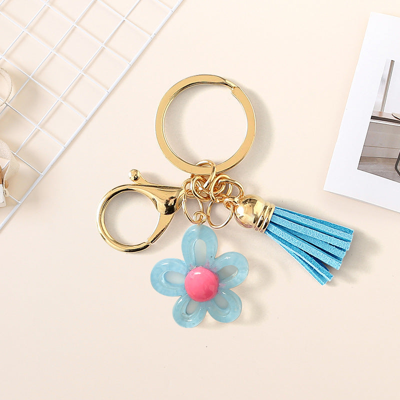 Wholesale Cute hollow sunflower tassel keychain