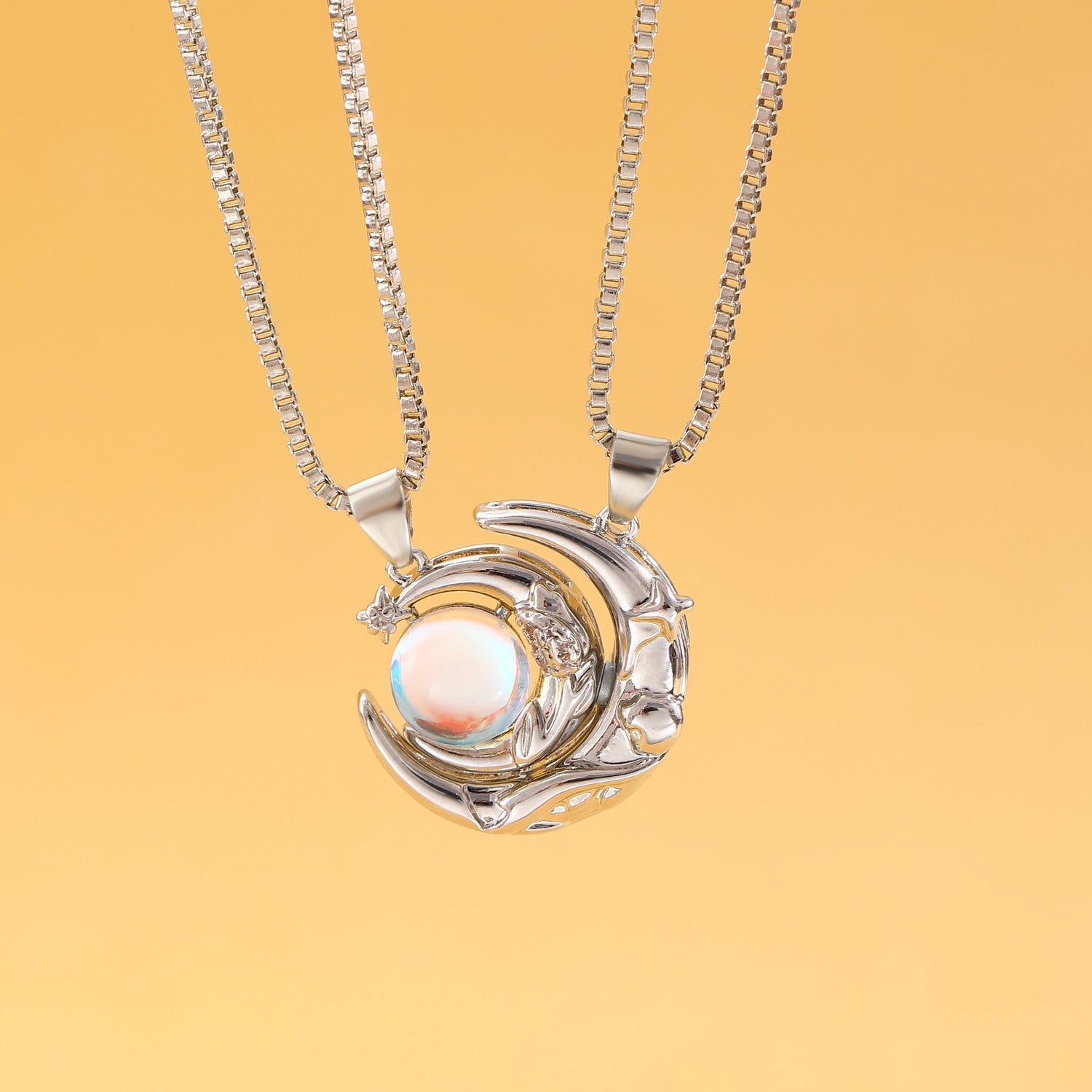 Wholesale Magnetic Sun Moon Lovers Copper Necklace Set