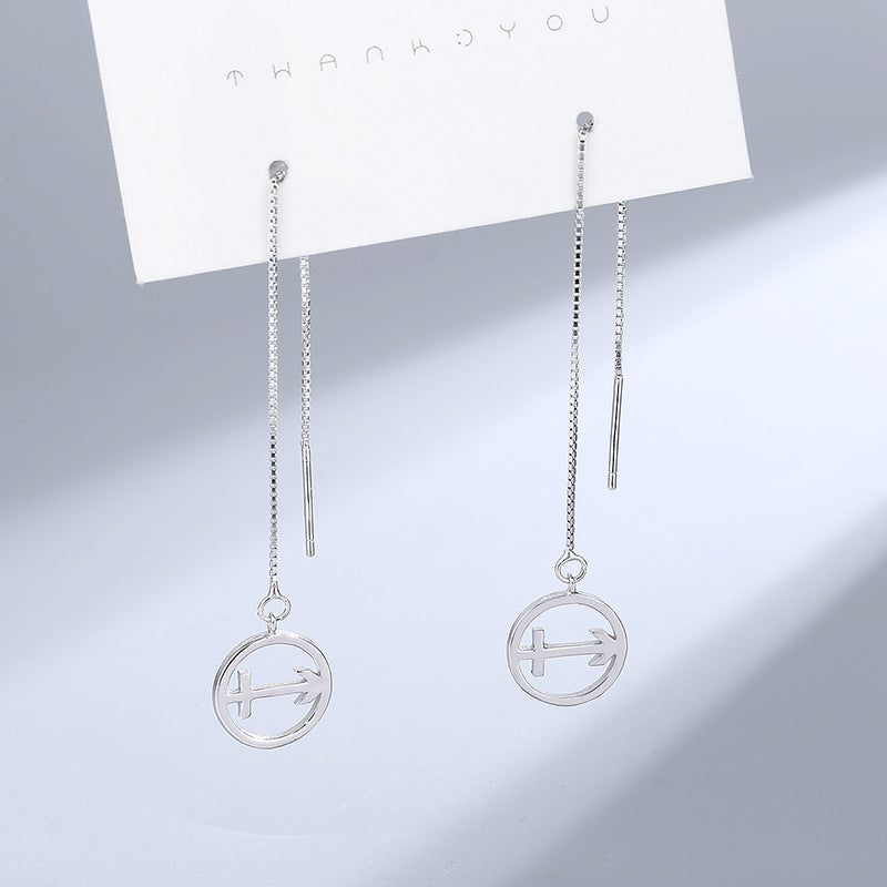 Wholesale S925 Sterling Silver Long Ear Line Twelve Constellation Valentine's Day Gift Tassel Earrings 925 Spring Earrings
