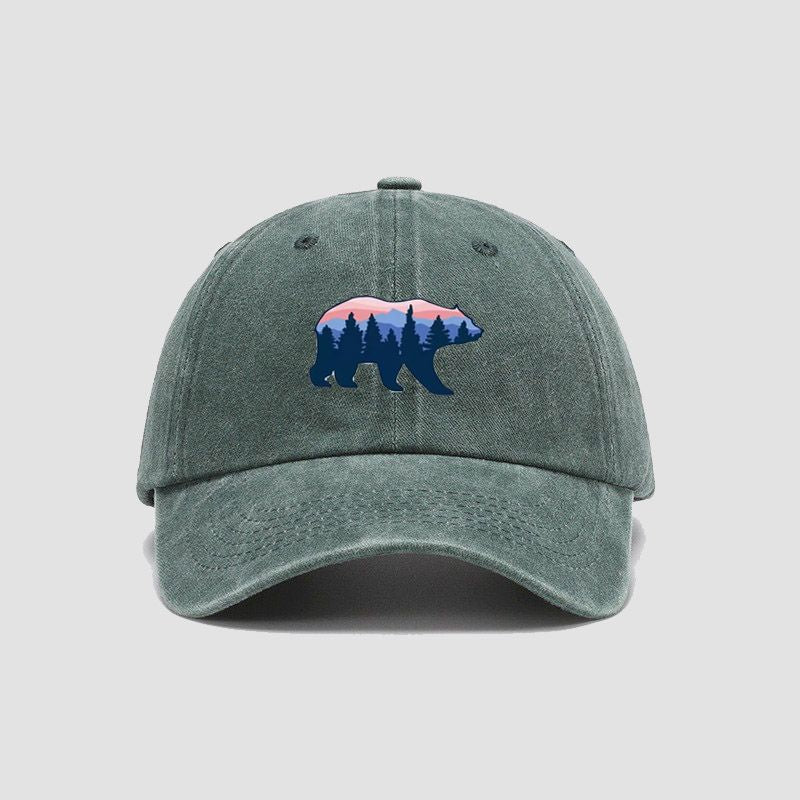 Wholesale Polyester Forest Bear Print Baseball Cap