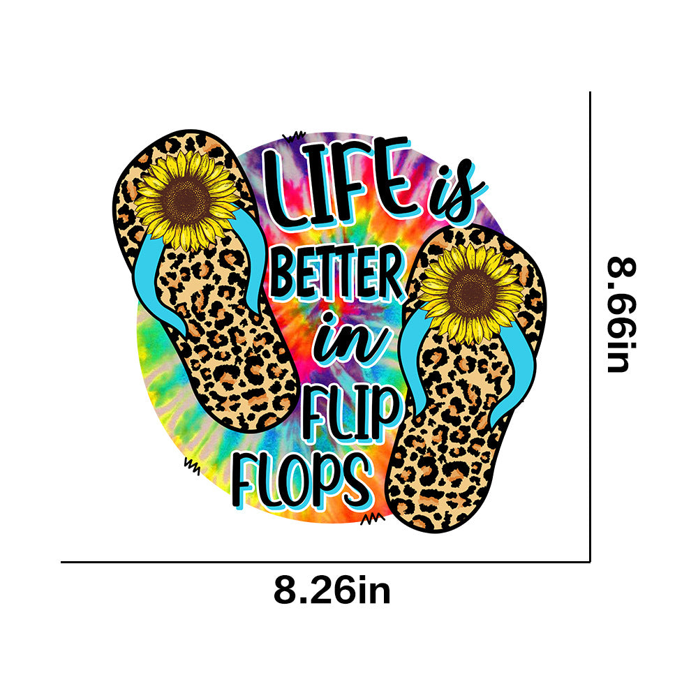 Wholesale 10pcs Beach slippers pineapple coconut trees UV DTF Ready to Press Transfers Wraps