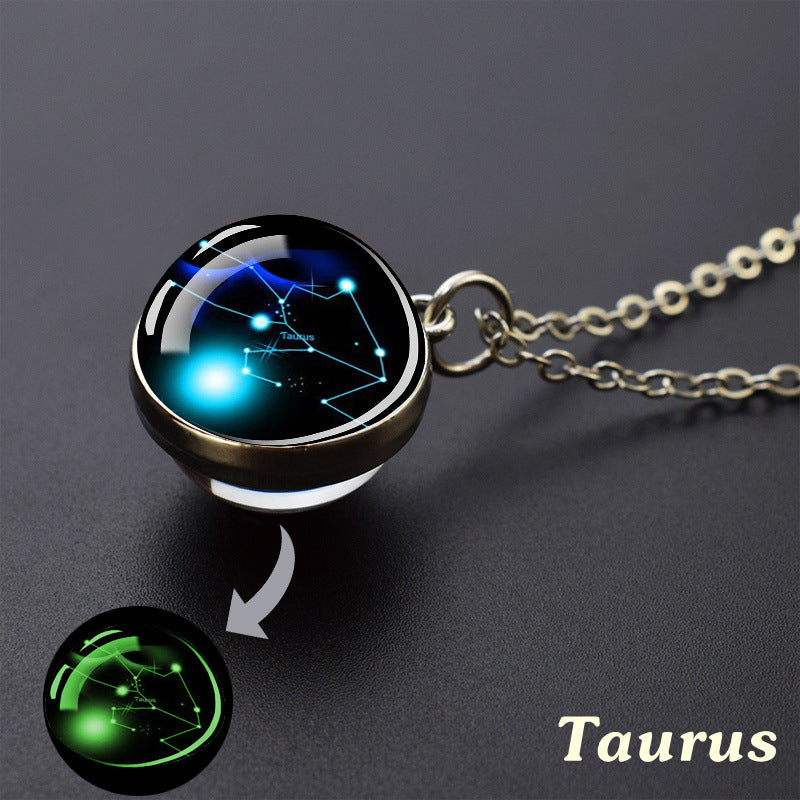 Wholesale Luminous Zodiac Starry Sky Glass Ball Necklace