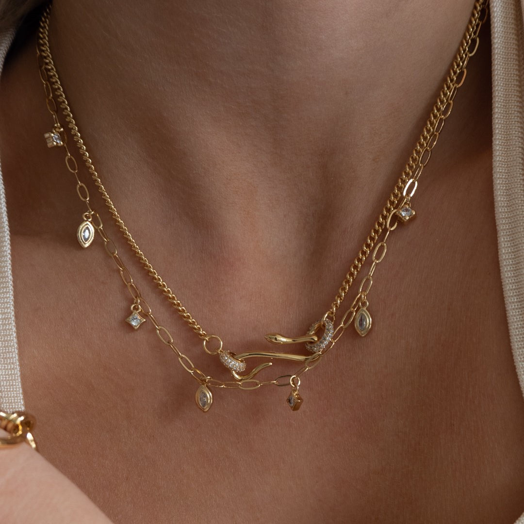 Wholesale 18k Gold-plated Titanium Steel Retro Snake Shaped Necklace