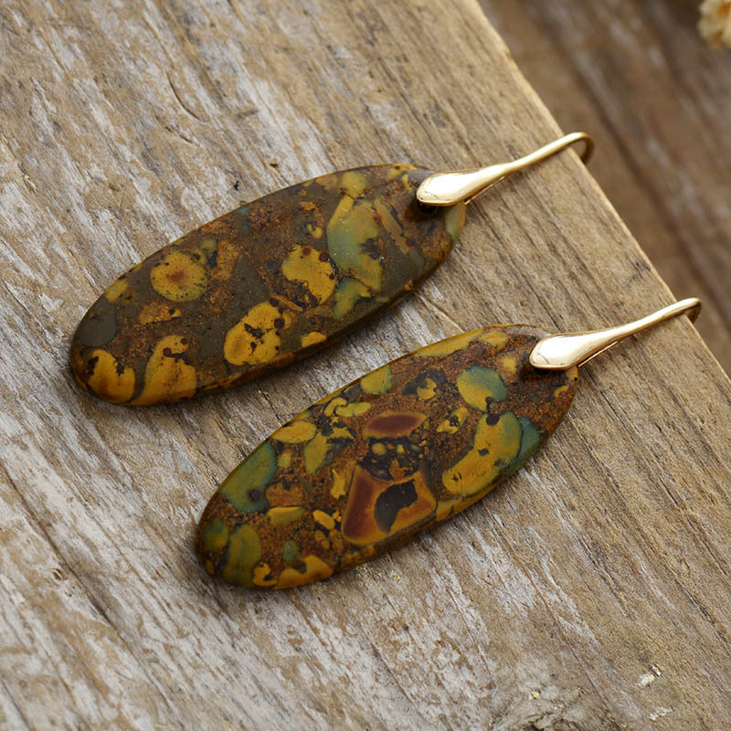 Wholesale Bohemian Natural Stone Geometric Pendant Earrings
