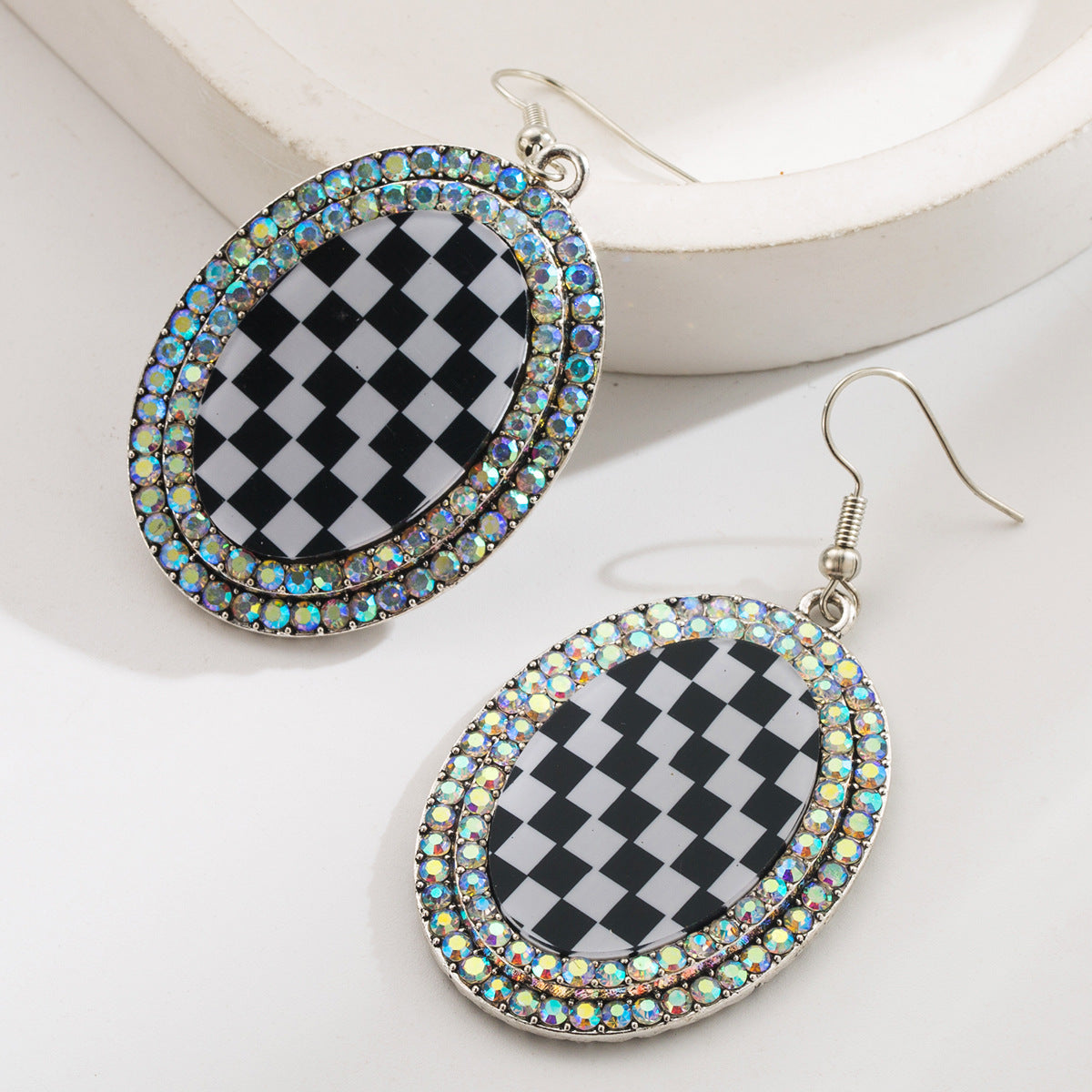 Wholesale Diamond Teardrop Pendant Inlaid Turquoise Vintage Earrings