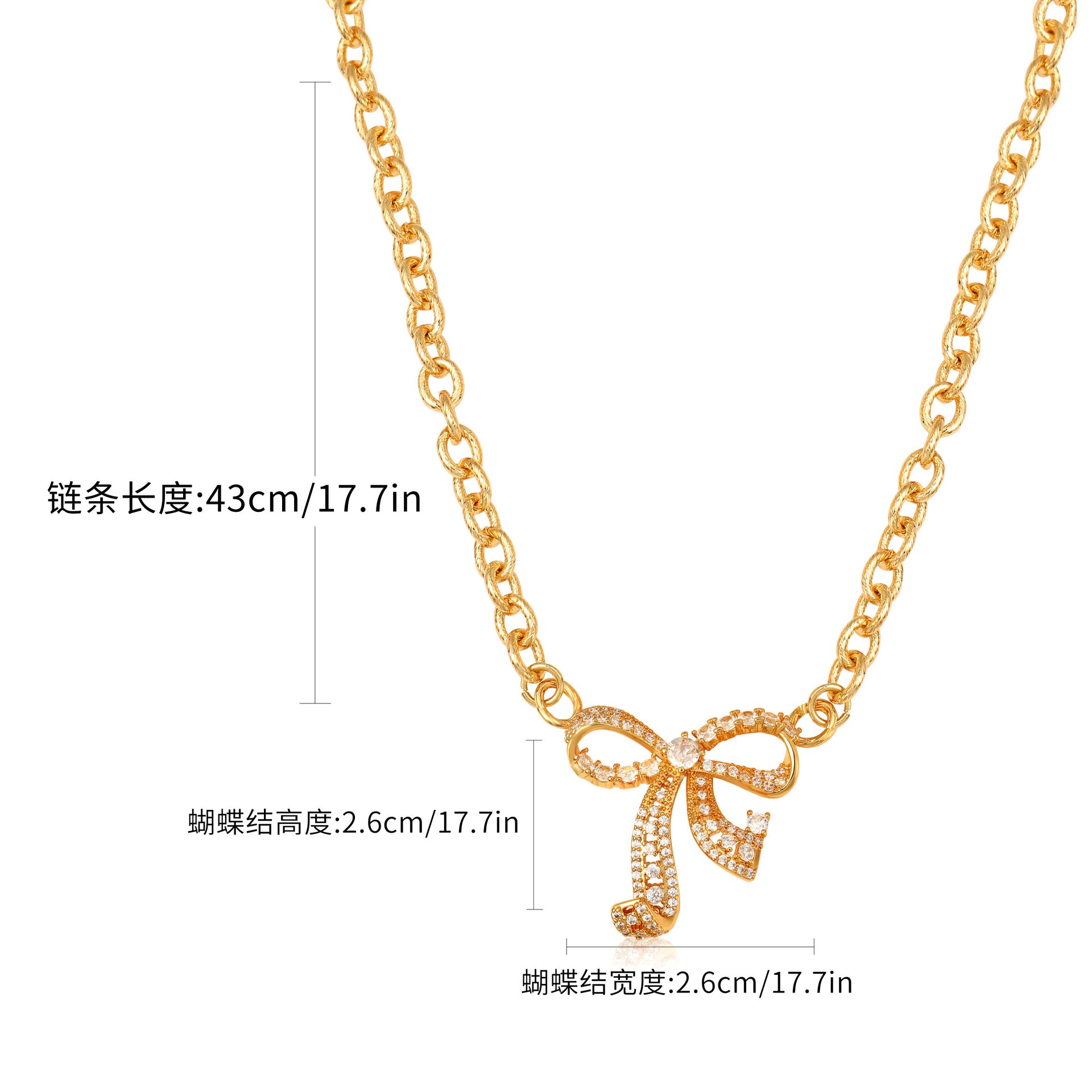 Wholesale Bow Inlaid Zirconia Fashion Necklace