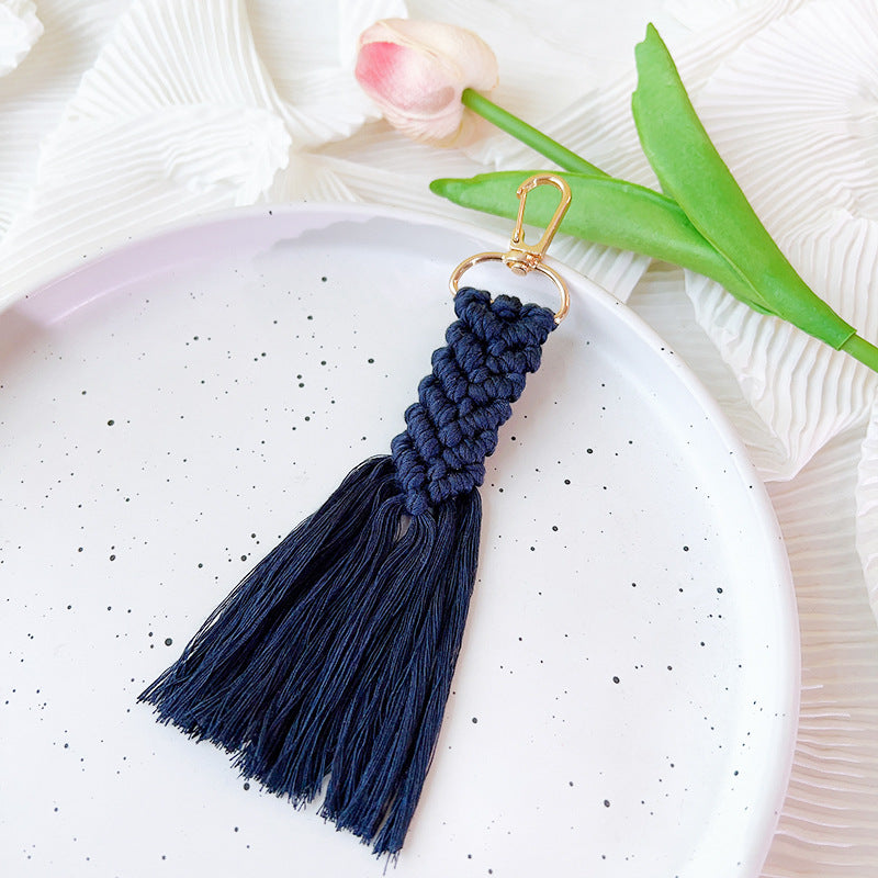 Keychain de algodón de algodón tejido a mano al por mayor