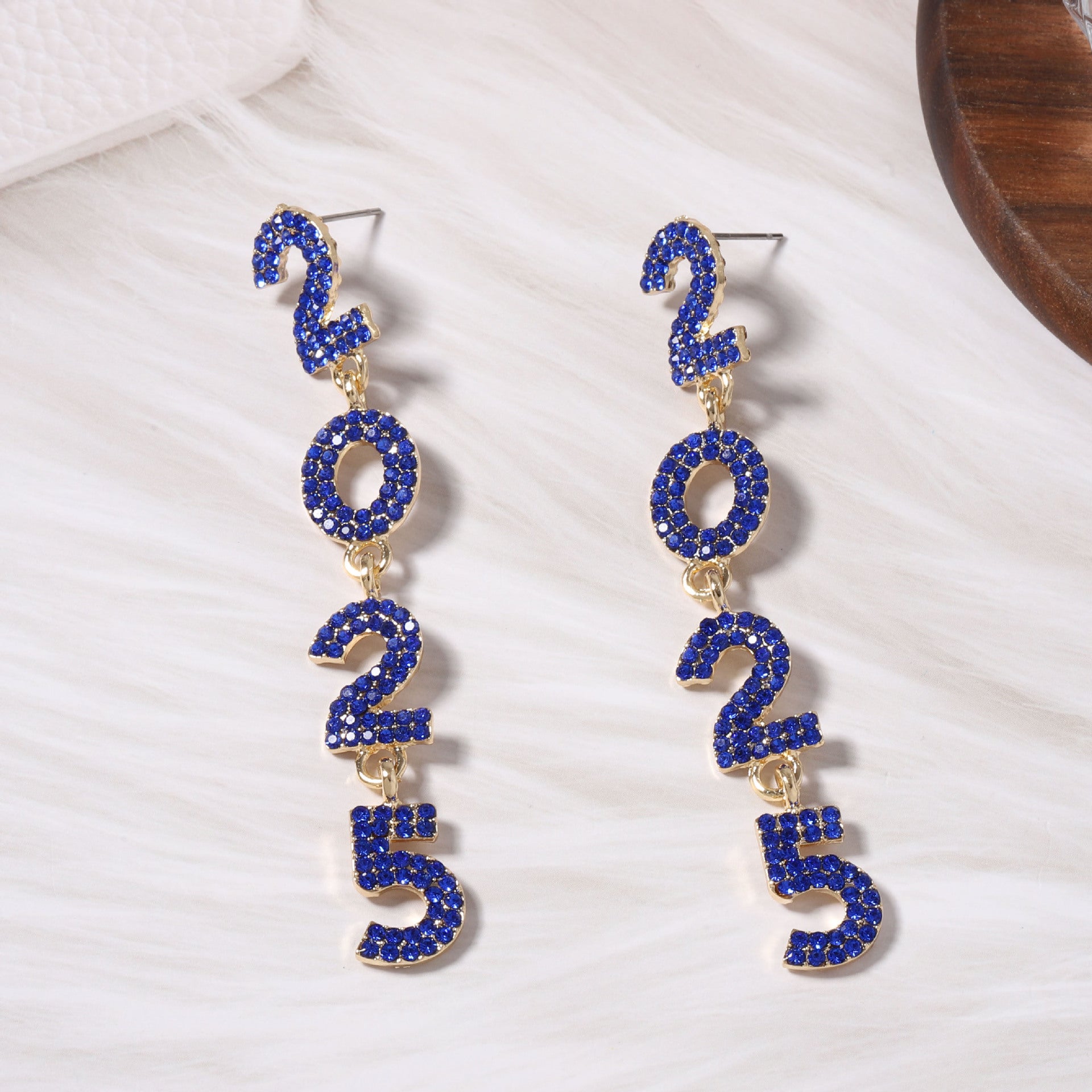 Wholesale New Year Full Diamond 2025 Digital Alloy Long High-end Niche Exquisite Versatile Earrings