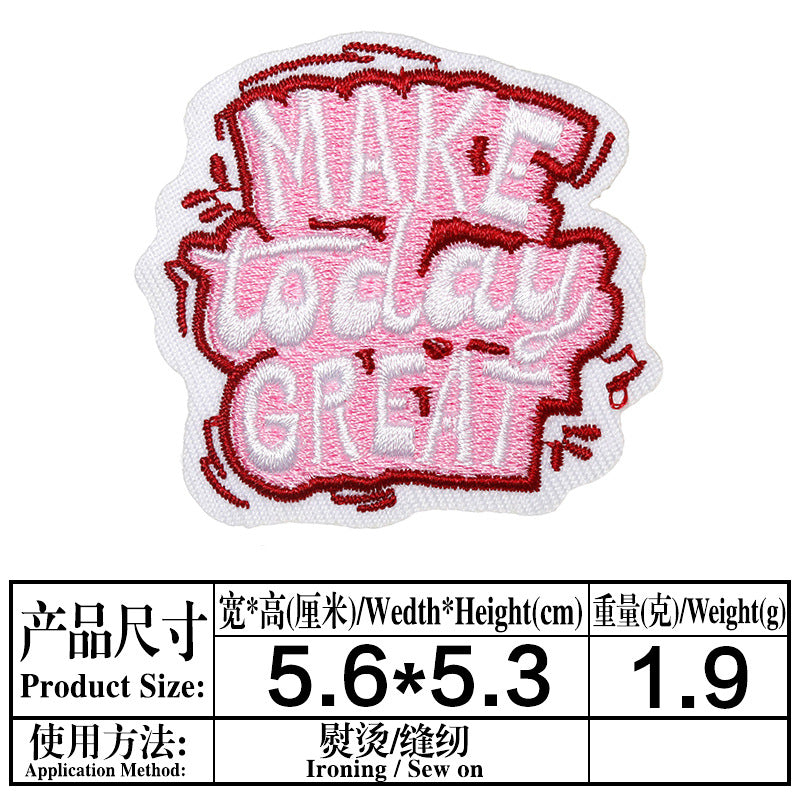 Wholesale Inspirational  encourages English embroidery DIY Patches