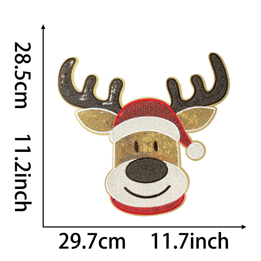 Wholesale Christmas Gingerbread Man Sequin Embroidered Patch Red Green Large Iron On DIY Decorative For Coats