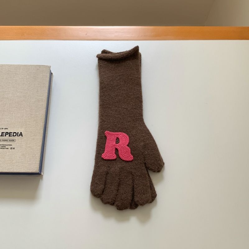Wholesale Long Winter Letters with Missing Fingers Touch Screen Wool Knitted Warm Gloves
