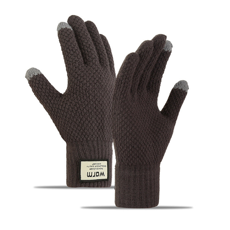 Wholesale Winter Knitted Cashmere Plus Velvet Thickened Warm Gloves