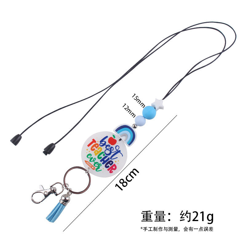 Wholesale Silicone Beaded Lanyard Certificate Necklace Key DIY acrylic sheet Keychain