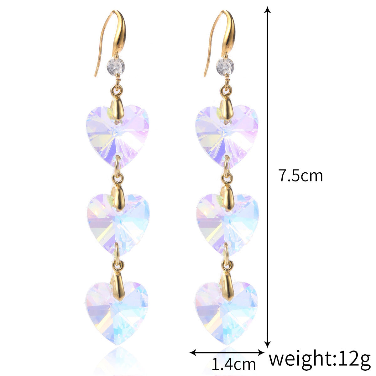 Wholesale Mother's Day Long Crystal Light Luxury High-end Colorful Crystal Water Drop Earrings