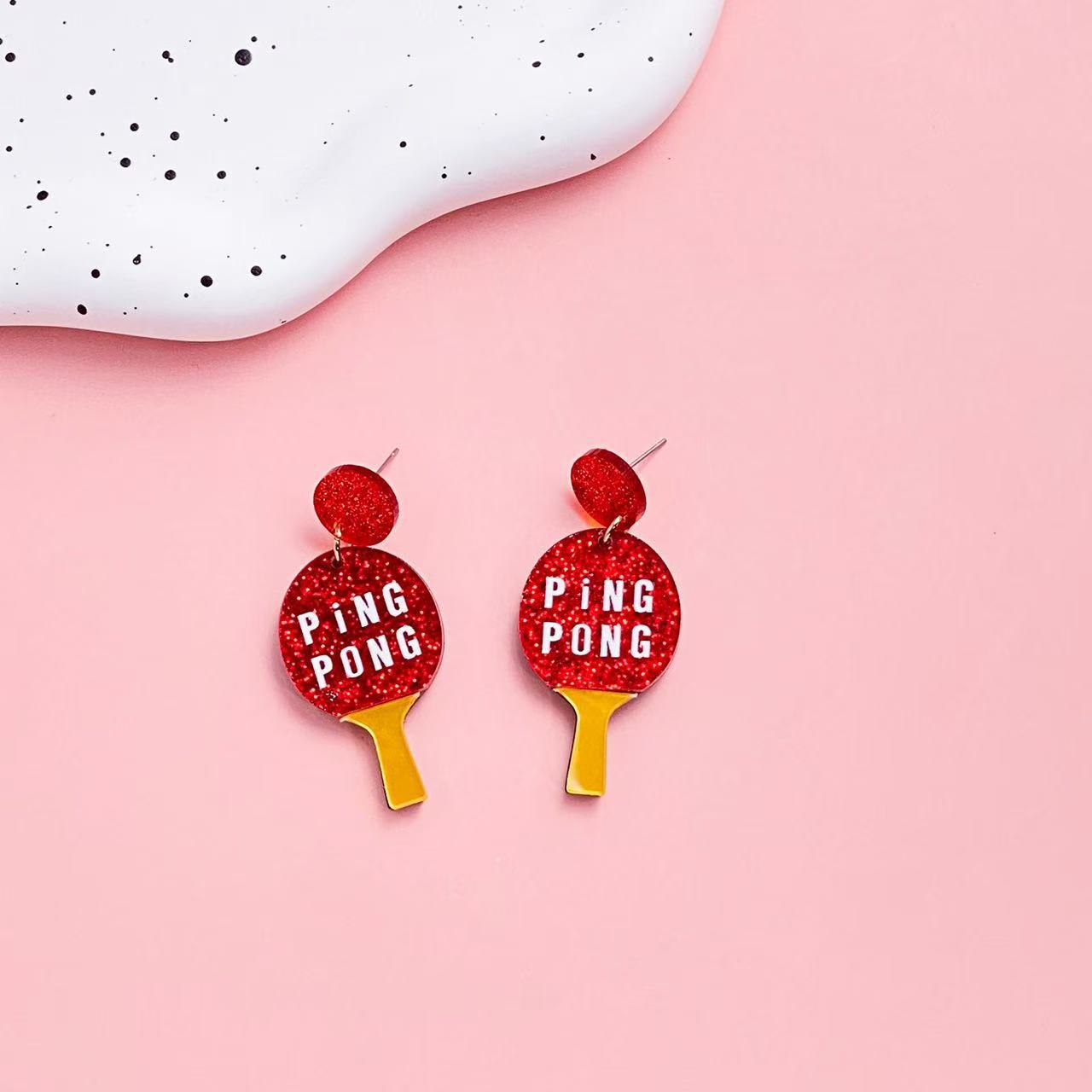 Wholesale Creative Baseball Tennis Acrylic Earrings