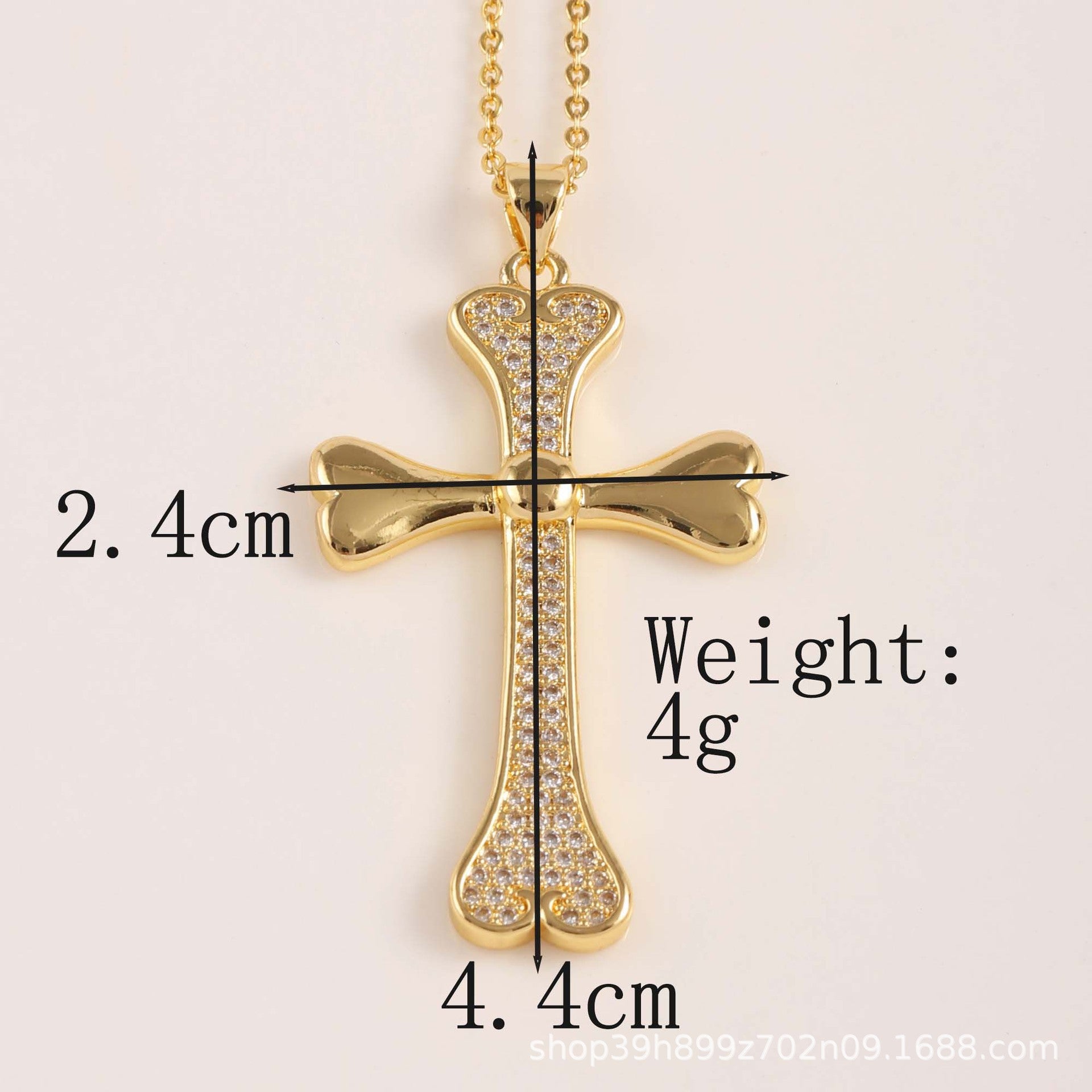 Wholesale Gold cross micro inlaid zircon pendant necklace