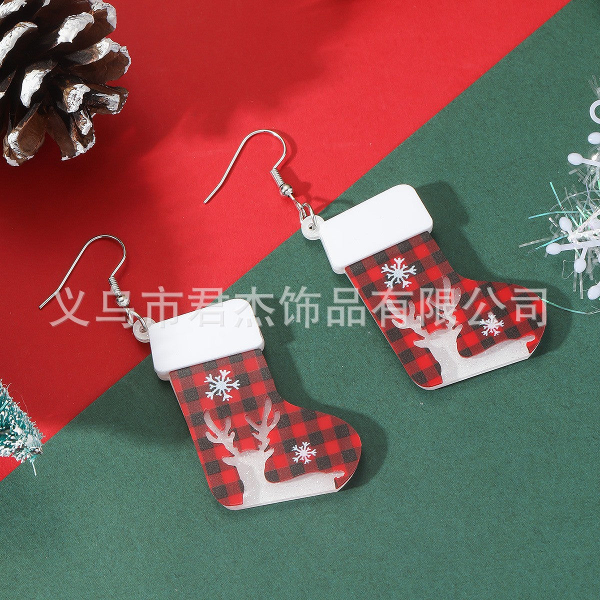 Wholesale Christmas Series  Sock Snowman Acrylic Earrings