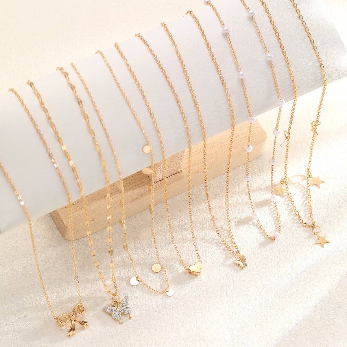 Wholesale Bow Heart Pearl Necklace 7-Piece Set