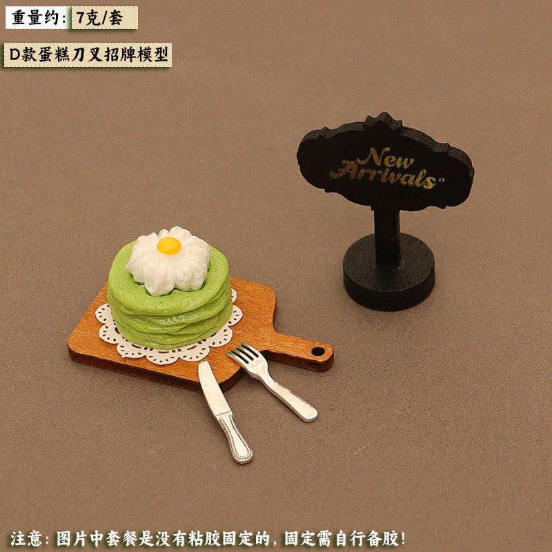 Wholesale Miniature food toy cake tray knife and fork model Doll Accessories