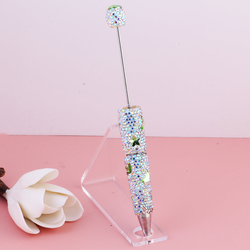 Wholesale  Live Hot Sale Colorful Star Star Moon Zircon Diamond Pen Ceramic Mud Full Diamond Beaded Pen DIY Beaded Accessories