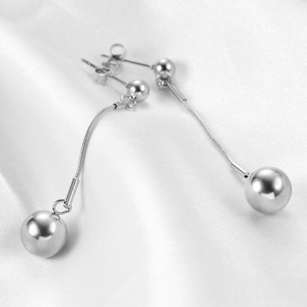 Wholesale 304 Titanium Steel Round Ball 18K Gold Minimalist Earrings