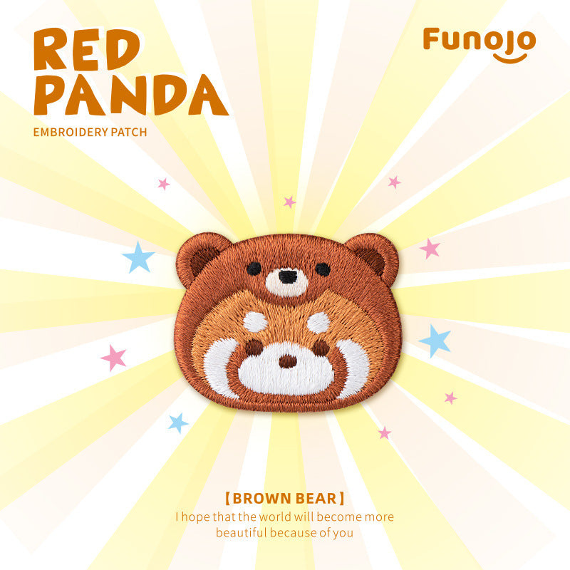 Wholesale Cute Little Panda Animal Headgear Embroidery  Self-Paste Cloth Sticker  DIY Patches