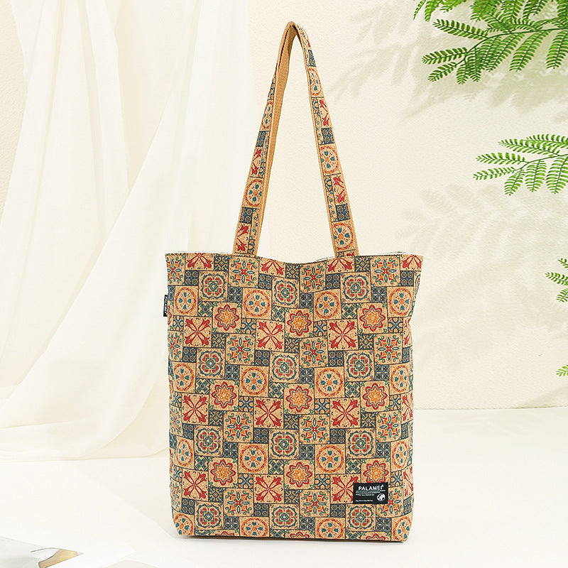 Wholesale Eco-friendly cork shoulder tote bag bohemian style