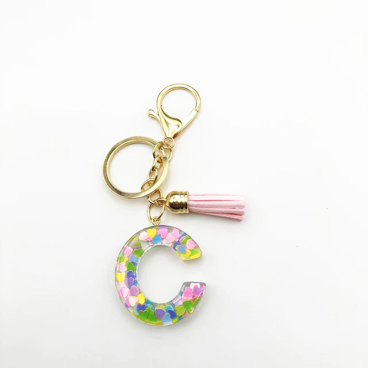 Llavero de letra acrílica de resina de barril de Tassel