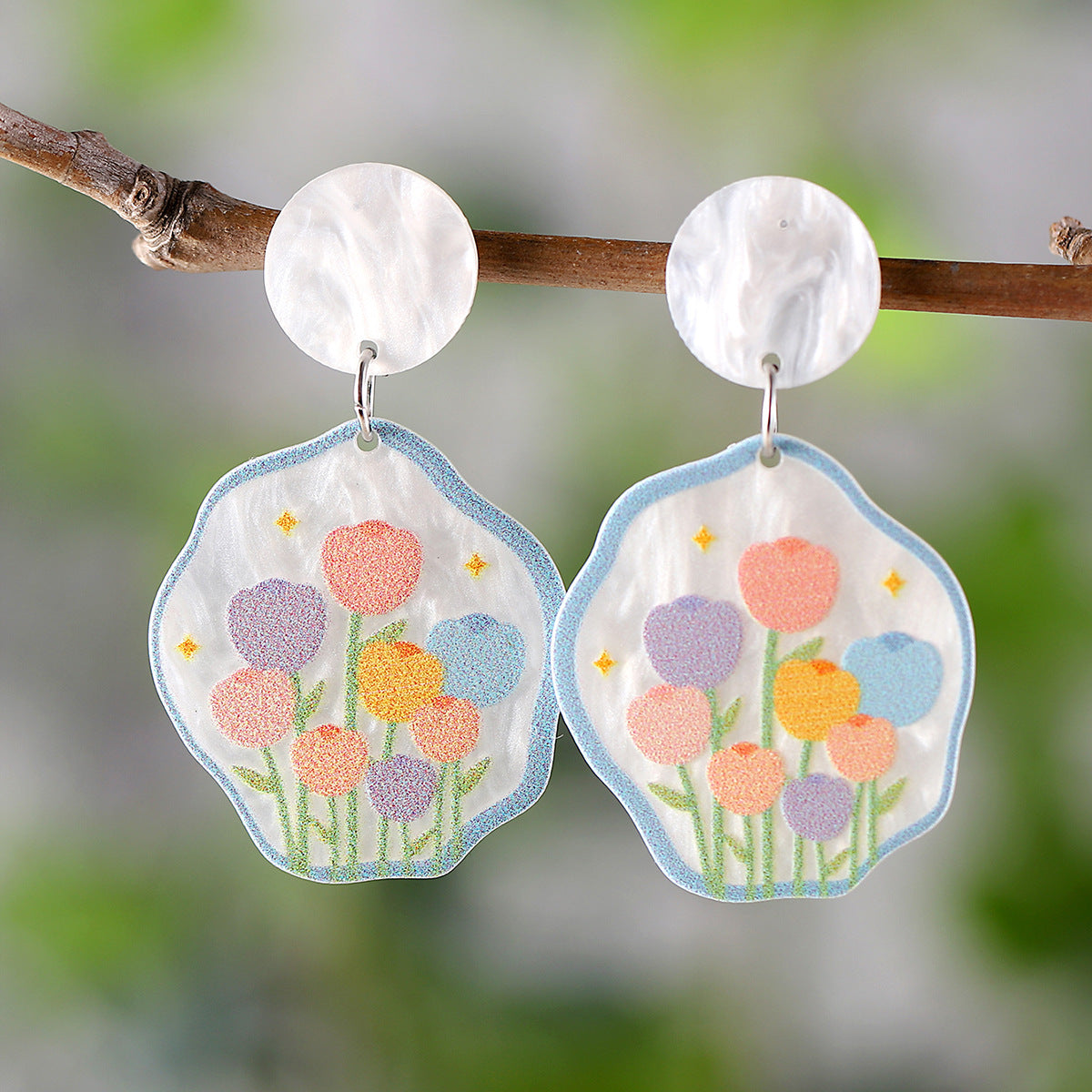 Wholesale Spring and summer flower leaf pendant earrings acrylic earrings