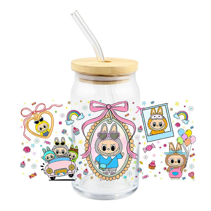Wholesale 5pcs Colorful cute cartoon 16oz Cup UV DTF Wraps