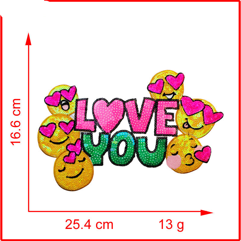 Wholesale  Valentine's Day Bead Embroidery Jewelry Sequin Embroidery Patch Cloth Stickers Clothing Accessories Factory Direct Supply