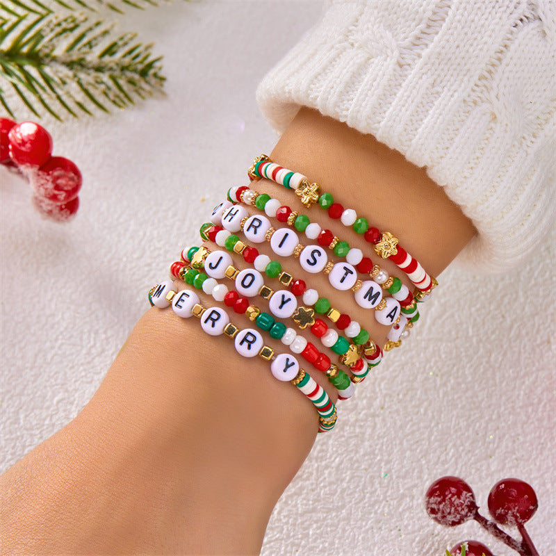 Wholesale Colorful letter seed bead polymer clay crystal Clay Bead bracelet