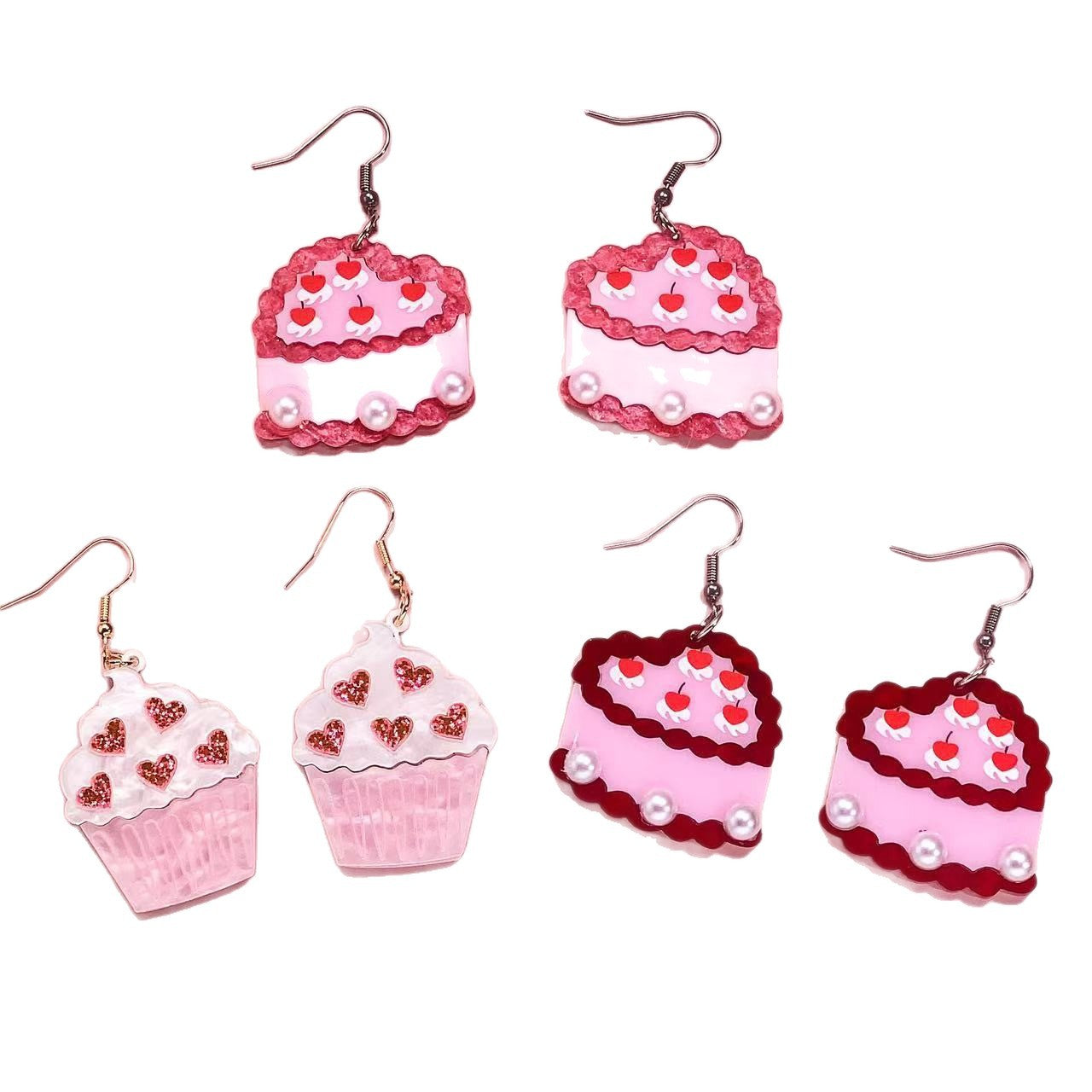 Wholesale Valentine' s Day Love Irregular Geometric Splicing Acrylic Earrings