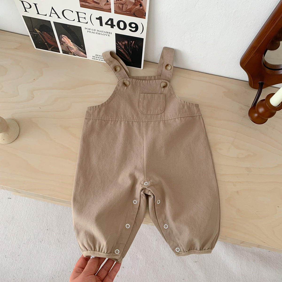 Wholesale Open-end Shoulder Straps with Adjustable Cotton Baby Pants