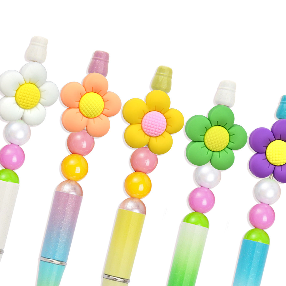 Wholesale Random100pcs Ballpoint Pen Beaded Accessories Cute Flowers Pvc Burnt Beads
